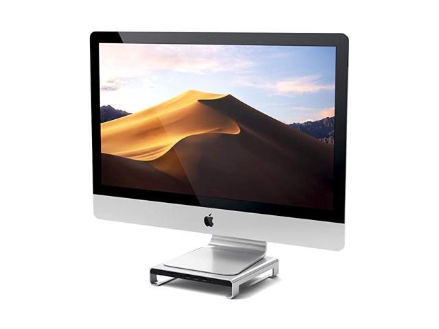 TypeC Aluminum Monitor Stand Hub with USBC Data USB 30 MicroSD Card Slots 35mm Headphone Jack Compatible with iMac Pro 201920172016 iMac Silver