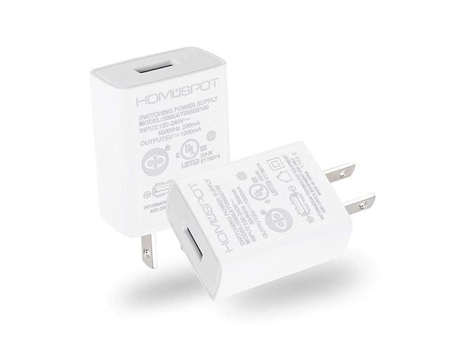 UL Certified USB Wall Charger by 5V1A Plug inDoor Power AC Adapter for Travel Office Home Use 2 Pack White