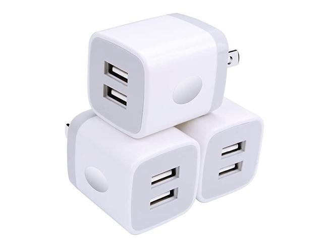 Charger USB Brick 3Pack 21A5V Dual Port USB Plug Charger Cube Power Adapter Fast Charging Block for iPhone X 8 7 6 Plus 5S iPad Samsung Galaxy S8