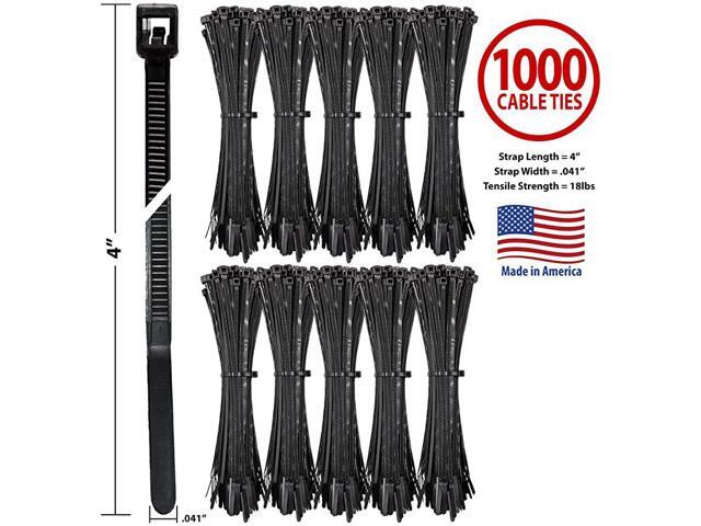 Cable Ties by Avery Dennison USA Made Nylon Zip Ties Weather UV Impact Resistant Black Plastic Ties for Binding Bundling Organizing Cable Wire For