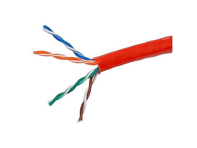 1000FT 24AWG Cat5e 350MHz UTP Solid Riser Rated CMR Bulk Ethernet Bare Copper Cable Red