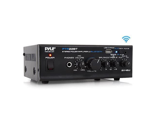 Bluetooth Mini Blue Series Home Audio Amplifier Compact Desktop Home Theater Stereo Amplifier Receiver with USB Charge Port Pager Mixer Karaoke