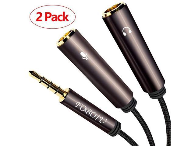 2 Pack Headphone Splitter Adapter Headset Splitter Separate Headphones and Mic Jack 35mm Splitter for PS4 Xbox One Laptops PC Gaming Headset