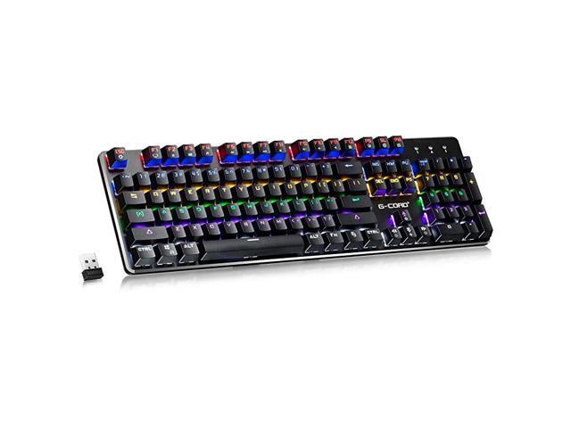 Wireless Mechanical Gaming Keyboard 104 Keys Wired Keyboard LED Backlit Brown Switch Aluminum Top Frame