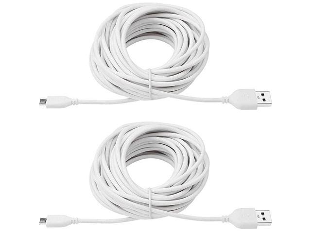 25ft USB to Micro USB Extension Power Cable Compatible for Wyze Cam Oculus Go Blink Mini Yi Home Camera Kasa Cam Security Camera White