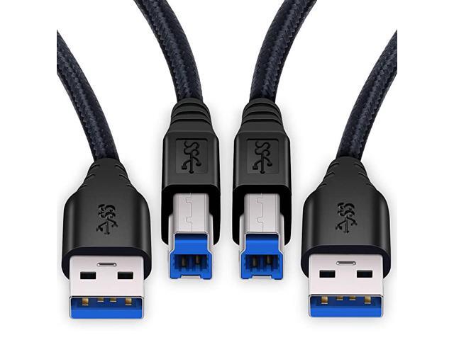 USB 30 A to B Cable 2Pack 6ft Extra Long Braided USB 30 Cable A Male to B Male Cable Cords Black