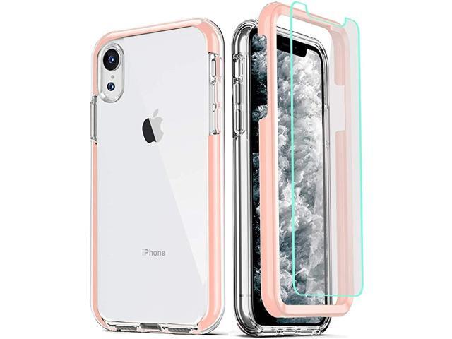 Compatible for iPhone XR Case with 2 x Tempered Glass Screen Protector Clear 360 Full Body Coverage Hard PC+Soft Silicone TPU 3in1 Heavy Duty