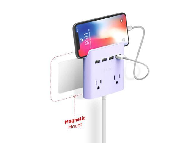 Power Reach MultiPlug Outlet Extender and Splitter Fast Charging Portable Power Station with 2 Outlets and 4 USB Ports 6 ft Extension Cord and