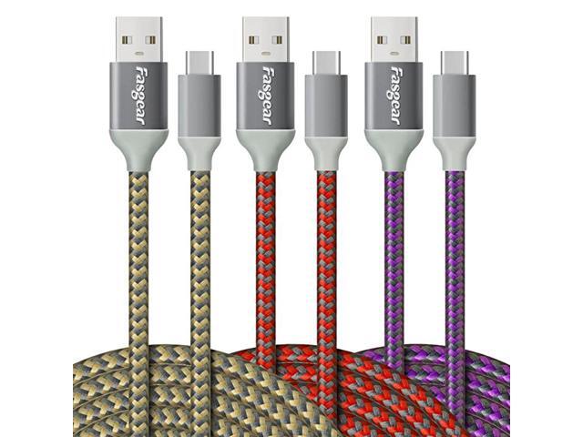 USB to USB C Cable 10ft 3 Pack Long Type C Cable Nylon Braided Fast Charging Compatible with Galaxy Note 8 9 S8S9S10S10+ LG V20G6 and More