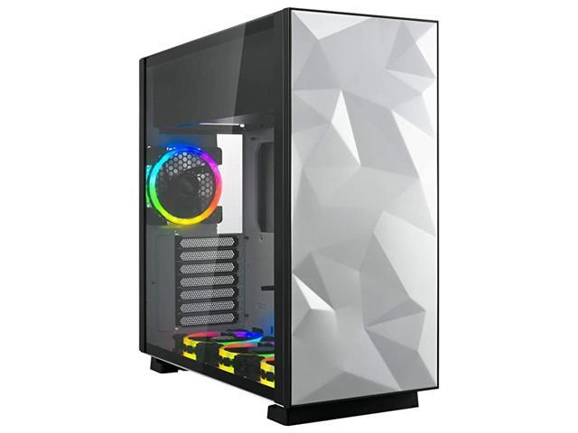ATX Mid Tower Gaming Computer Case with Tempered Glass and RGB Fans Up to 240mm AIO and 440mm VGA Support Sync with ASUS MSI and Gigabyte MOBO Top