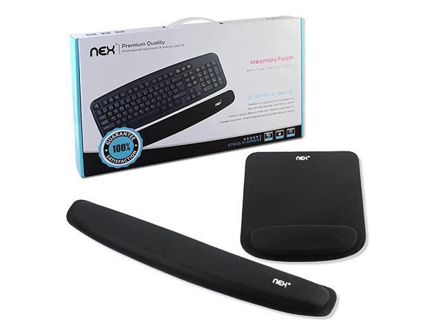 Mouse Pad with Keyboard Wrist Rest Pad Kit Comfortably Made of Memory Foam Black