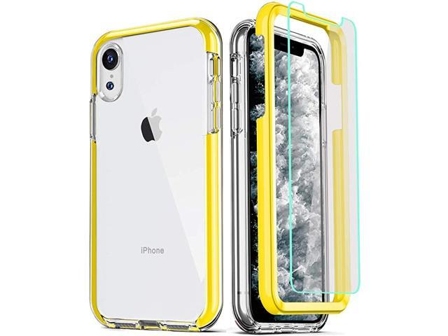 Compatible for iPhone XR Case with 2 x Tempered Glass Screen Protector Clear 360 Full Body Coverage Hard PC+Soft Silicone TPU 3in1 Heavy Duty