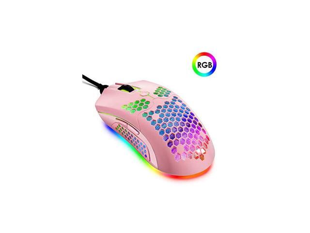 Wired Gaming Mouse 26 RGB Backlit USB Gaming Mice 7 Buttons Programmable Driver PAW3325 12000DPI Ultralight Honeycomb Shell Ultraweave Cable Mouse