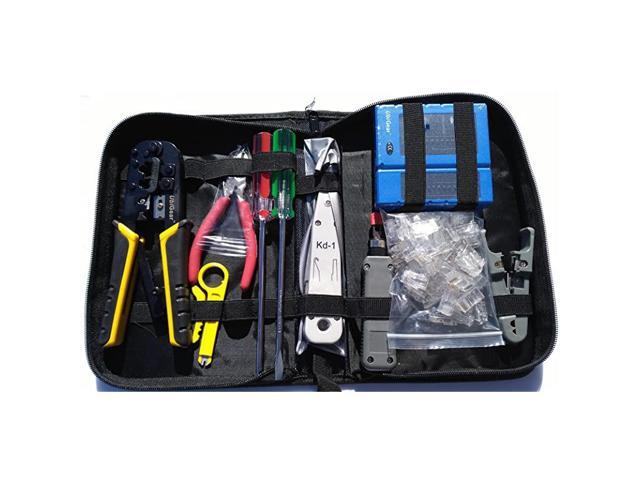 NetworkPhone Cable Tester + RJ11RJ12RJ45 Crimp Crimper + 100 pcs RJ45 CAT5e Connector Plug Network Tool Kits Premium568