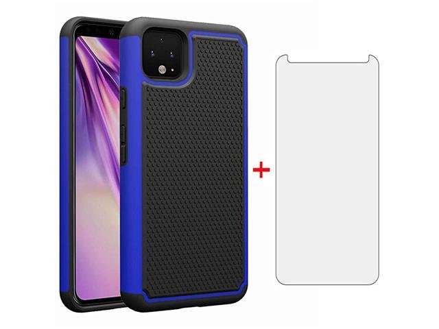 Case for Google Pixel 4 with Tempered Glass Screen Protector Cover and Cell Accessories Hard Hybrid Slim Rugged Full Body Silicone Rubber TPU