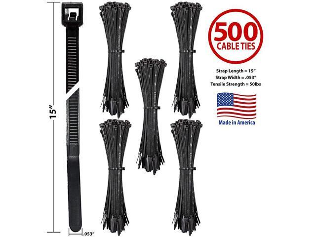 Cable Ties by Avery Dennison USA Made Nylon Zip Ties Weather UV Impact Resistant Black Plastic Ties for Binding Bundling Organizing Cable Wire For
