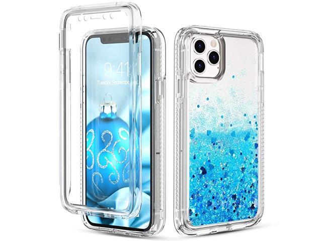 Case for iPhone 11 Pro Max Built in Screen Protector Quicksand Bling Liquid Glitter Clear Full Body Protection Rugged TPU Bumper Heavy Duty
