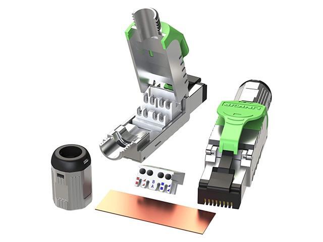 RJ45 Connectors Cat6A 6 Pack Shielded ZincAlloy Housing Modular Termination Plug 10G Easy Internet Tool Free Plugs for Cat6A up to 22AWG Solid