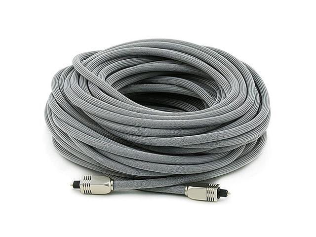 103448 Premium SPDIF Toslink Digital Optical Audio Cable Silver 75ft Heavy Duty Mesh Jacket Metal Connector Heads for Play Station Xbox one Home