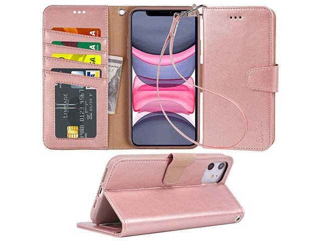 Case for iPhone 11 PU Leather Wallet Case Cover Stand Feature with Wrist Strap and 4Slots IDCredit Cards Pocket for iPhone 11 61 inch 2019 Released