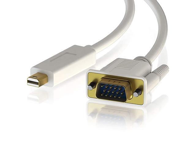 Mini DP Male to VGA Male 1080p 24K 50µ GoldPlated HeavyDuty Mini DisplayPort Screen Cable Thunderbolt 2 Compatible with MacBook Air Pro 3ft