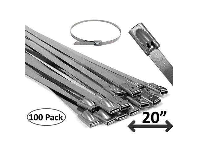 20 Stainless Steel Cable Ties Heavy Duty Metal Locking Zip Ties 100 pieces