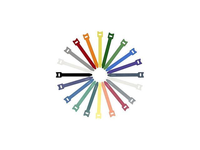 Reusable Fastening Cable Ties 20 Pcs 4 Inch Microfiber Cloth Hook and Loop Cord Management Wire Organizer Straps Assorted Colors