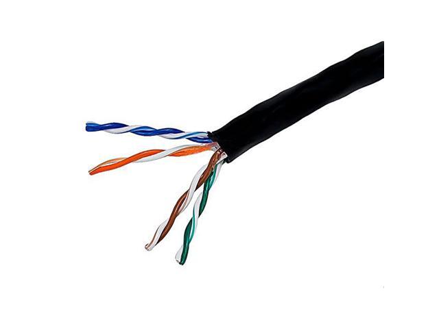 1000FT 24AWG Cat5e 350MHz UTP Solid Riser Rated CMR Bulk Ethernet Bare Copper Cable Black