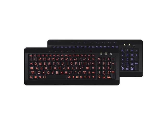 Large Font Print USB LED Backlit Keyboard Orange and Blue IMBALOBBKB