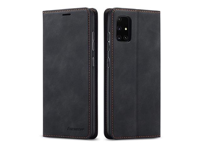 Premium PU Leather Flip Folio Case for Samsung Galaxy A51 Protective Case with Kickstand Card Slot Magnetic Closure Shockproof Wallet Cover for