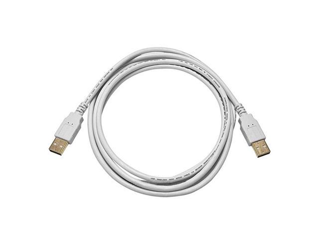 108611 6ft USB 20 A Male to A Male 2824AWG Cable Gold Plated WHITE for Data Transfer Hard Drive Enclosures Printers Modems Cameras and More
