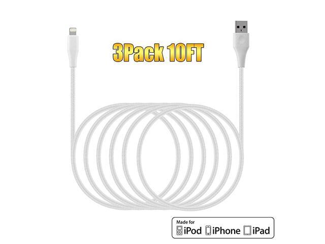 Certified 10ft iPhone Charger Cable 3Pack 10 Foot Lightning Charging Cord for iPhone 11 Xs Max XR X 8 Plus 7 Plus 6 Plus 5s SE iPad Pro iPod