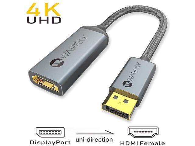 4K@60Hz HDMI to DisplayPort (DP) Adapter, Gold-Plated Uni-Directional HDMI  PC to Display Port Screen Converter (Male to Female) Compatible with HP