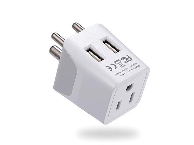 India Nepal Bangladesh Travel Adapter Plug with Dual USB Type D Usa Input Ultra Compact Safe Grounded Perfect for Cell Phones Laptops Camera CTU10