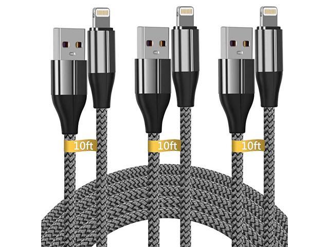 Charger Cable 3 Pack 10 Foot MFi Certified 10 Feet Nylon Braided Lightning Cable Charging Cord USB Cable Compatible with 11ProXXs MaxXR8 Plus 7