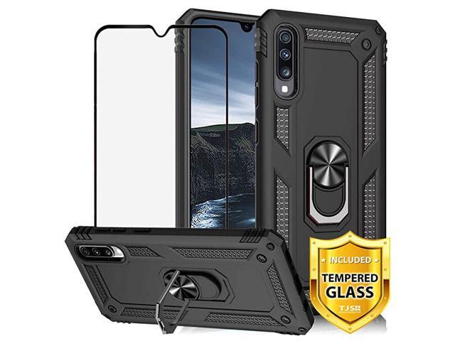 Phone Case Compatible with Samsung Galaxy A50 2019 Full Coverage Tempered Glass Screen ProtectorImpact ResistantDefenderMetal RingMagnetic Support