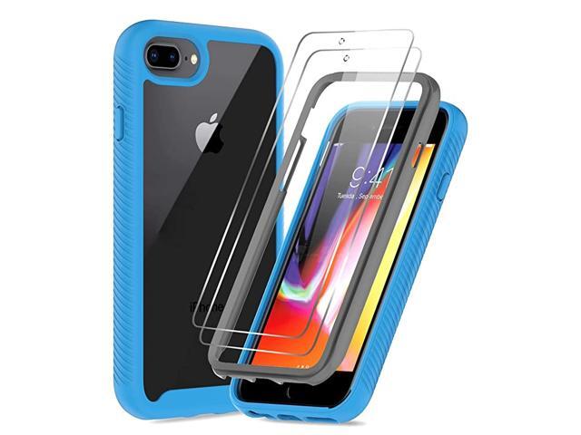 iPhone 8 Plus Case iPhone 7 Plus Case iPhone 6 Plus Case with Tempered Glass Screen Protector 2 Pack FullBody Shockproof Hybrid Bumper Phone Cover