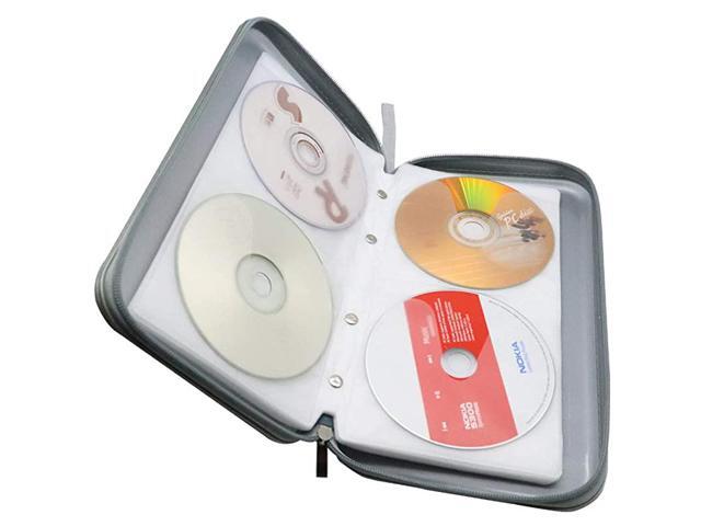 CD Case 80 Capacity DVD Storage DVD Case Holder VCD Wallet Organizer Protective Hard Plastic Portable Case Cover Silver