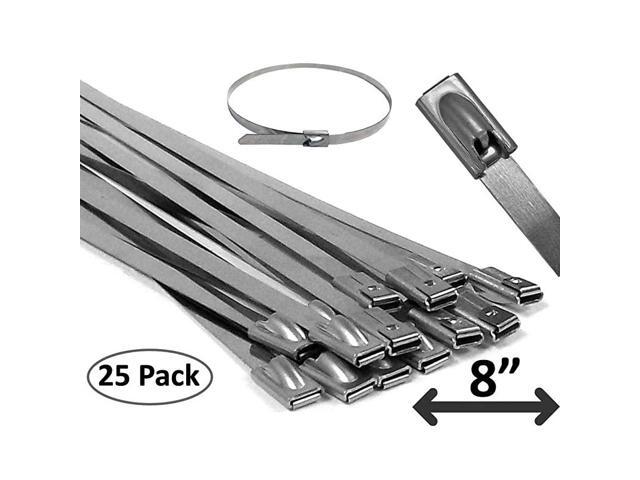 8 Stainless Steel Cable Ties Heavy Duty Metal Locking Zip Ties 25 pieces
