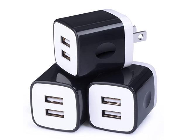 Wall Charger 3Pack Dual Port USB Home Travel Wall Charger Plug Compatible with iPhone X87 Plus6 Plus Tablet Samsung Galaxy S10S10+S9S8 S7 S6 Edge