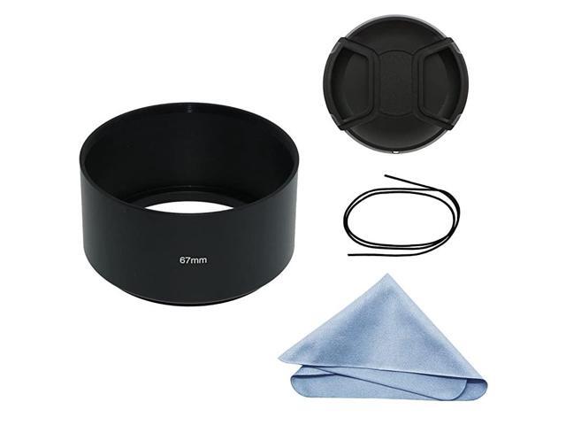 Camera Long Focus Metal Lens Hood with Cleaning Cloth and Lens Cap Compatible with LeicaFujiNikonCanonSamsung Standard Thread Lens