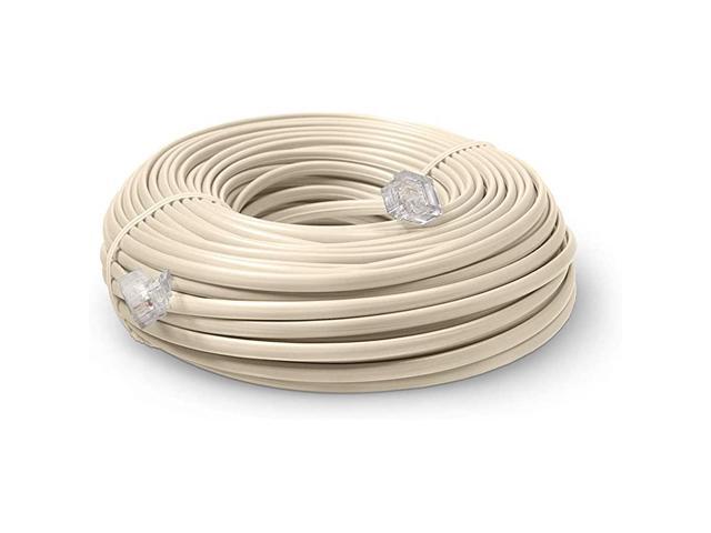 Line Cord 50 Feet Modular TeleExtension Cord 50 Feet 2 Conductor 2 pin 1 line Cable Works Great with FAX AIO and Other Machines Ivory