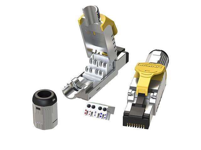 GHMT DSX8000 Certified Cat8 Ethernet Cable Connector 6Pack RJ45 Metal Tool Free Easy Termination Plug for 2000Mhz 2Ghz 40G Double Shielded Solid