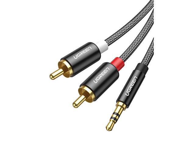 35mm to 2RCA Cable Nylon Braided Audio Auxiliary Adapter Stereo Y Splitter Cord for Smartphone Speakers Tablet HDTV MP3 Player 10ft
