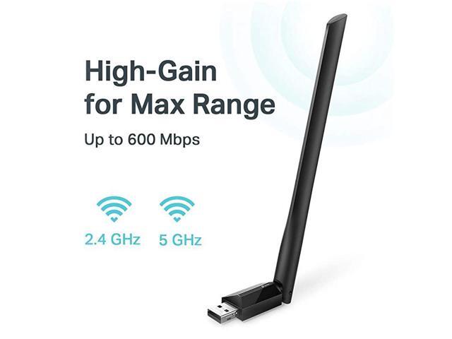 AC600 USB WiFi Adapter for PC Archer T2U Plus Wireless Network Adapter for Desktop with 24GHz 5GHz High Gain Dual Band 5dBi Antenna Supports