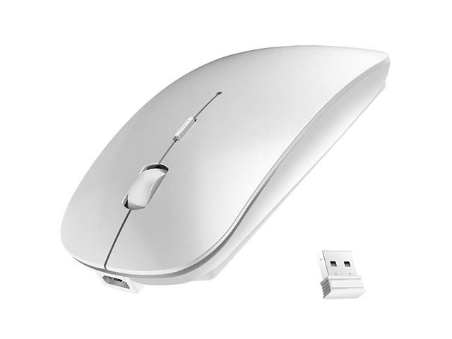 MouseSlim Portable Mobile Mouse24G Noiseless Mouse with USB Nano ReceiverRechargeable Mouse for MacBookLaptopPCComputerNotebook Silver