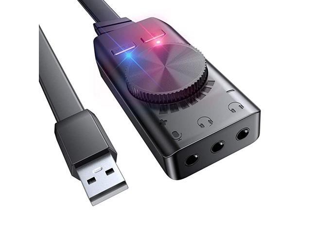 USB Sound Card Adapter 71 Channel External Audio Adapter Stereo Sound Card Converter 35mm AUX Microphone Jack for Gaming Headset Earphone PS4