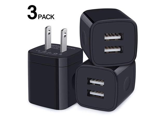 USB Wall Charger 3 Pack 21A Dual Port USB Power Adapter Charger Plug Charging Block Cube Compatible for iPhone Xs MaxXRX876 PlusSamsung Galaxy A80