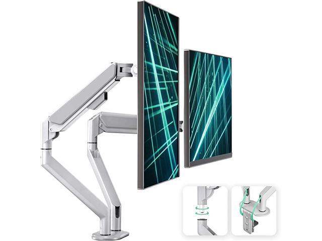 Dual Arm Monitor Stand Height Adjustable Desk Monitor Mount Fits for Computer Screens 17 to 32 inches Each Arm Holds up to 198 lbs Silver