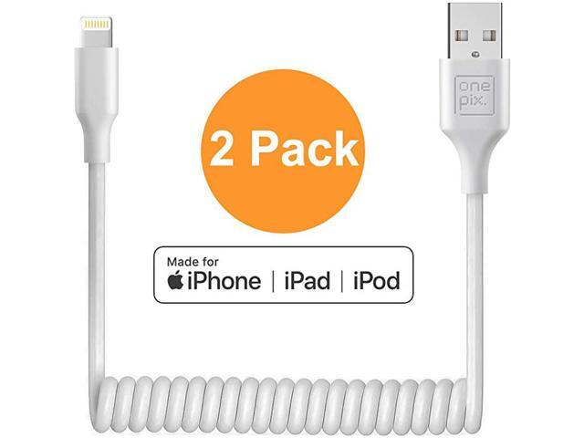 Coiled iPhCable for Car 3 ft White2PC